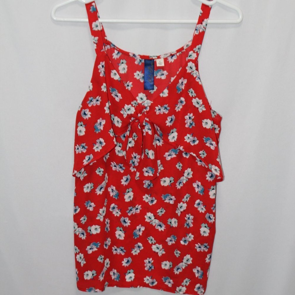 Blue Rain Strappy Red, White and Blue Floral Top - Picture 10 of 12